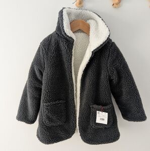 Neck & Neck Kids Sherpa Fleece Coat – Cozy Gray Teddy Jacket, Warm Winter Wear